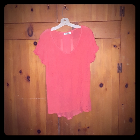 Cato Tops - 3/$13 Long Peach Top with See Through Back